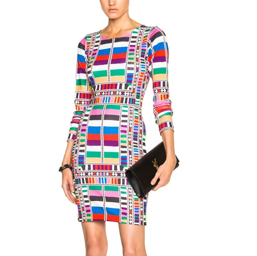 NWT multicolor print bodycon Mara Hoffman dress long sleeve